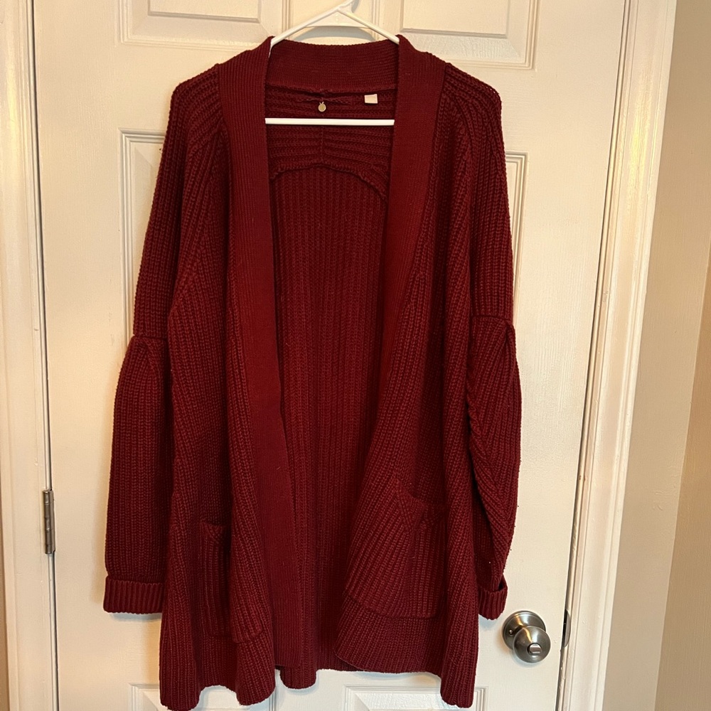 Anthropologie Knitted & Knotted Cardigan Sweater - Size M - Maroon